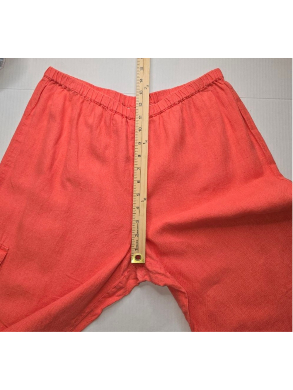 Chico’s Linen Cargo Wide Leg Crop Pants Size 2 Coral Lagenlook - Picture 5 of 8